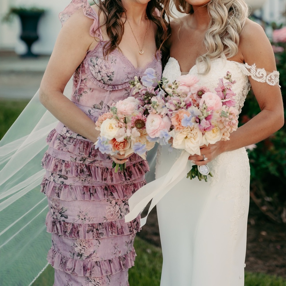 V. Chapman Lavender Ruffle Midi Dress